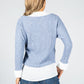 Blue Knit Jumper With Attached Off-White Under Shirt