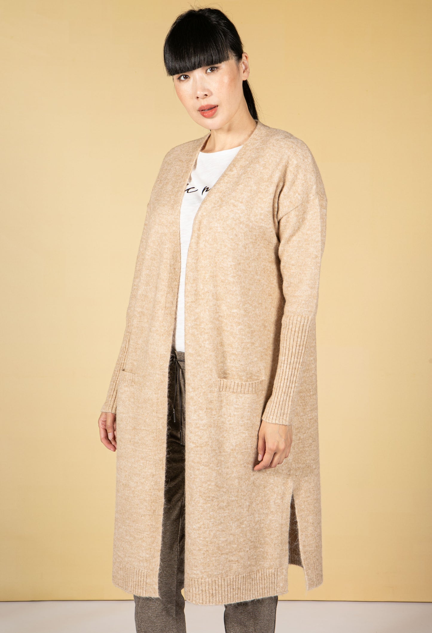 Donver Long Cardigan in Cashmere Cream Melange