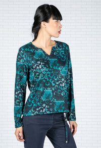 Super Soft Feel Fine Knit Top in Teal Aqua