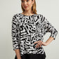 Abstract Printed Top in Black and Vanilla