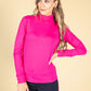 Roll Neck Long Sleeve Top in Magenta