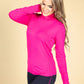 Roll Neck Long Sleeve Top in Magenta