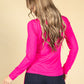 Roll Neck Long Sleeve Top in Magenta