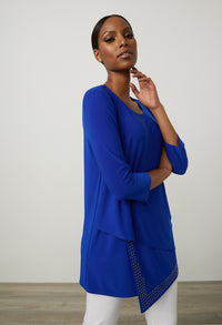 Asymmetrical Studded Hem Top in Royal Blue