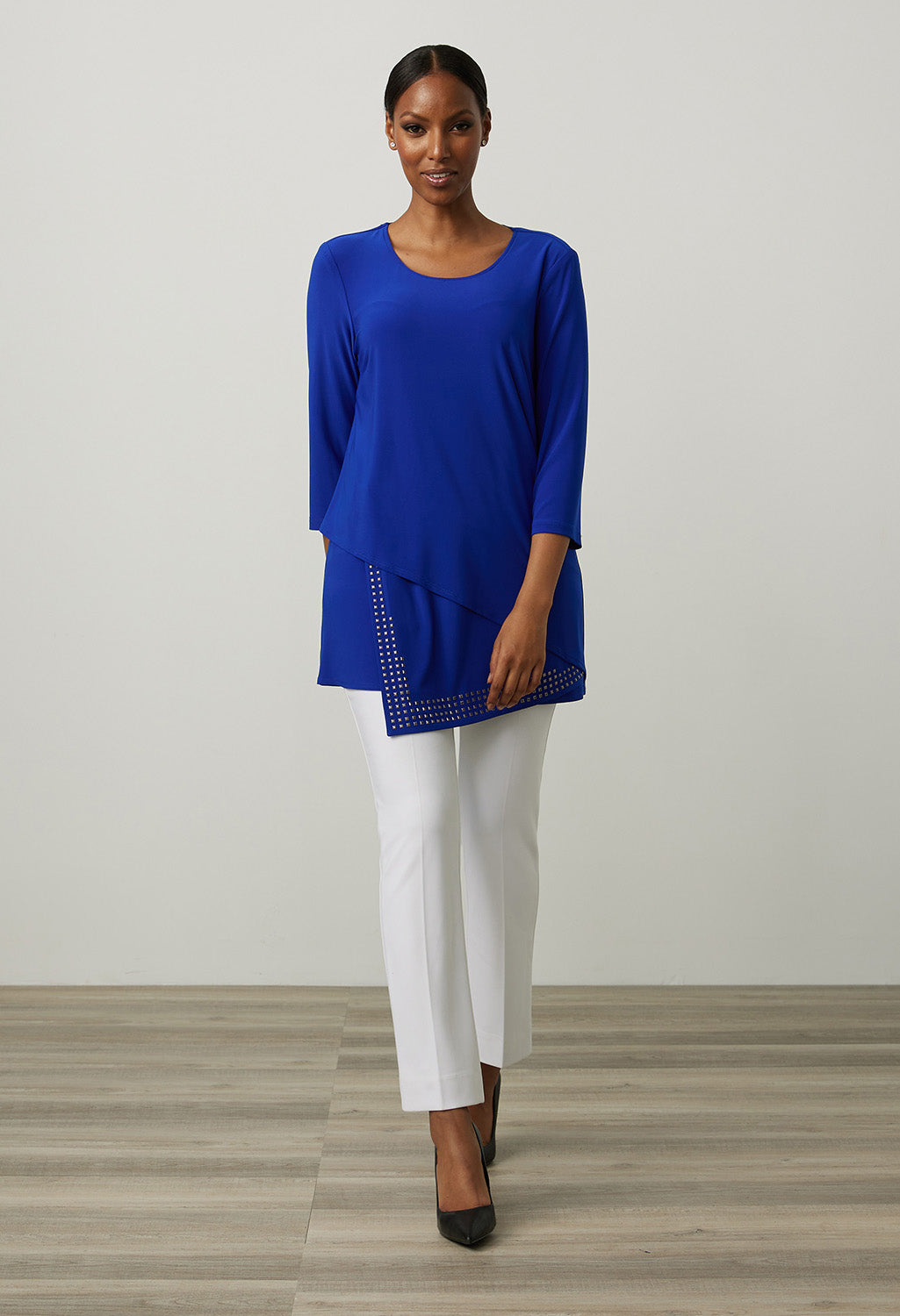 Asymmetrical Studded Hem Top in Royal Blue