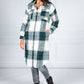 Bottle Green Checked Midi Coat