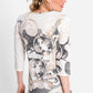 Organic Cotton Blend 3/4 Sleeve Filigree Print T-Shirt