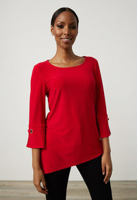 Asymmetric Hem Top in Lipstick Red