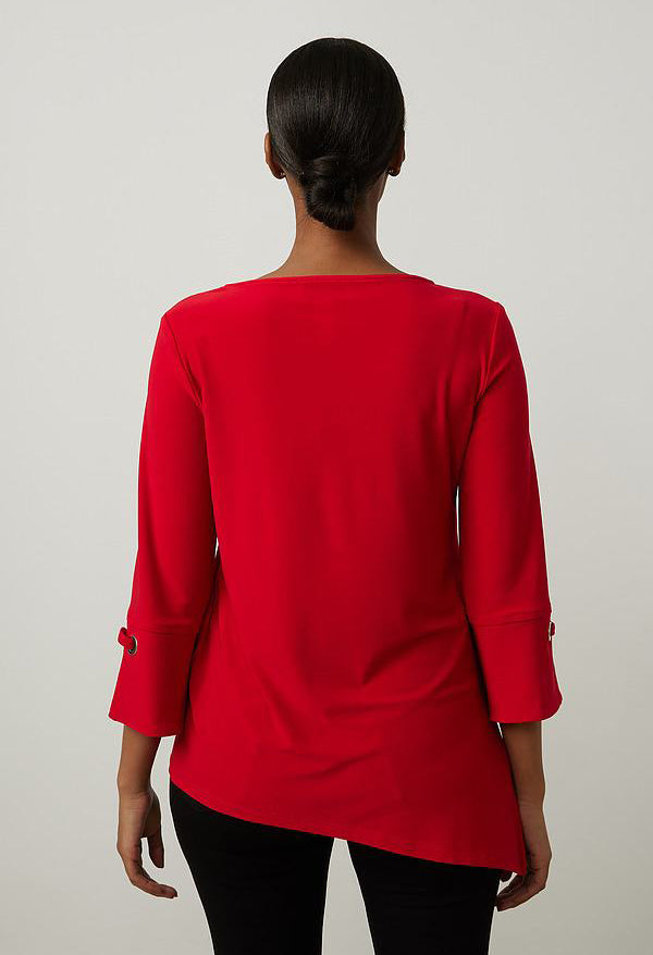 Asymmetric Hem Top in Lipstick Red