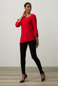 Asymmetric Hem Top in Lipstick Red