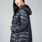 Quilted Hooded Coat in Blue Nights