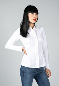 White Shirt with Pleated Placket