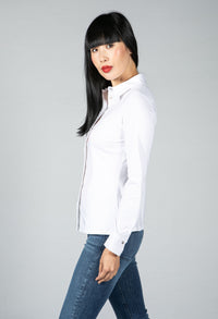 White Shirt with Pleated Placket