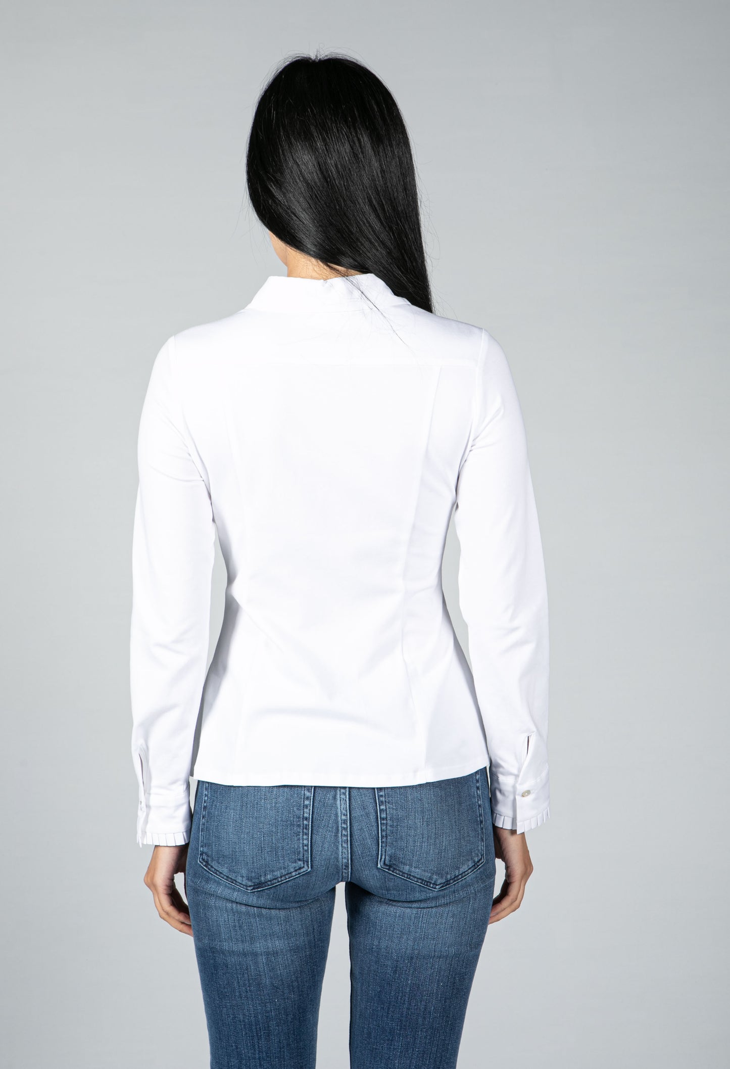 White Shirt with Pleated Placket