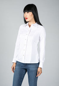 White Shirt with Pleated Placket