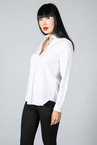 Floral Neckline White Shirt