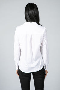 Floral Neckline White Shirt