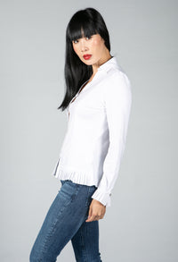 White Shirt with Pleated Hemline