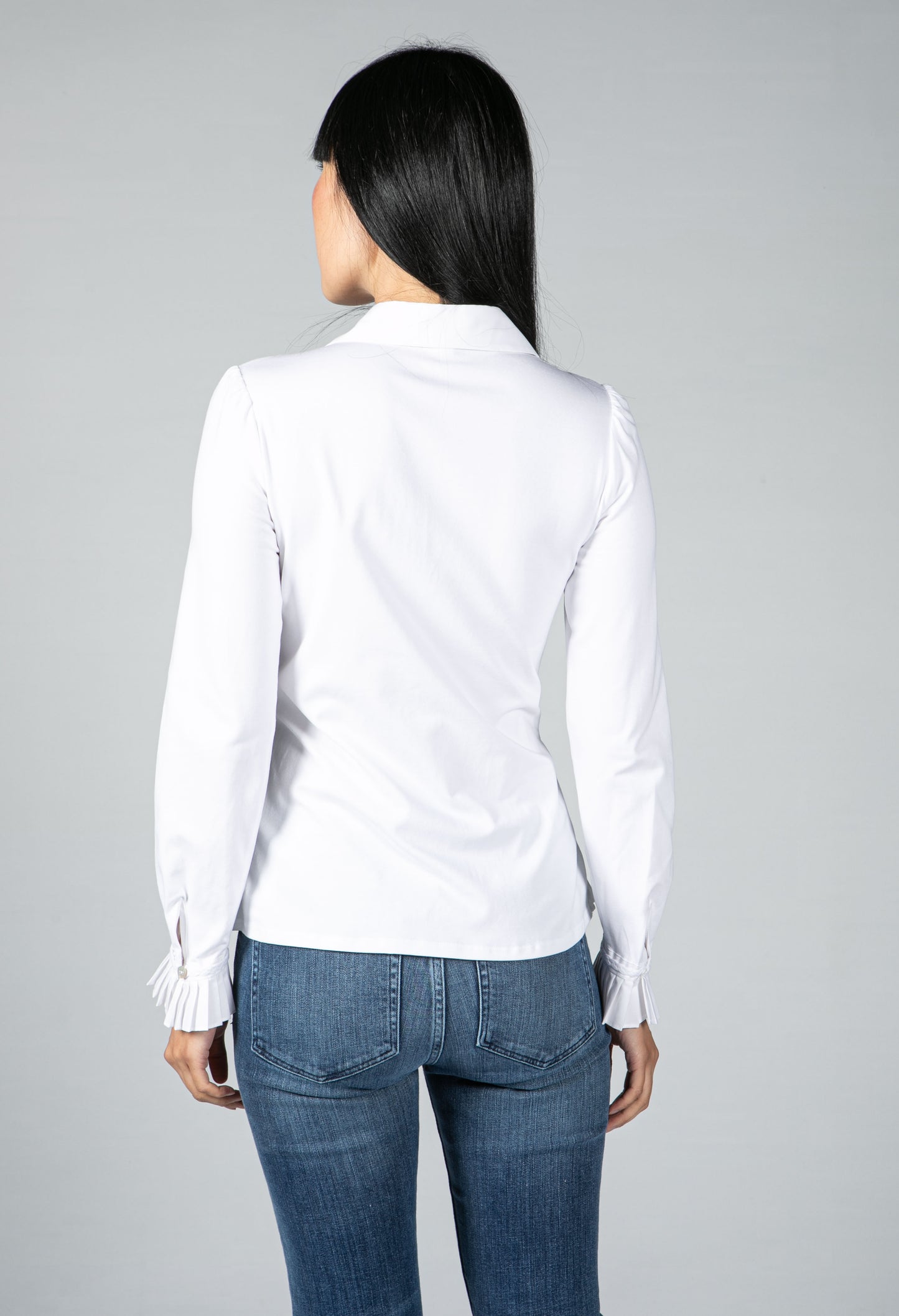 White Shirt with Pleated Hemline