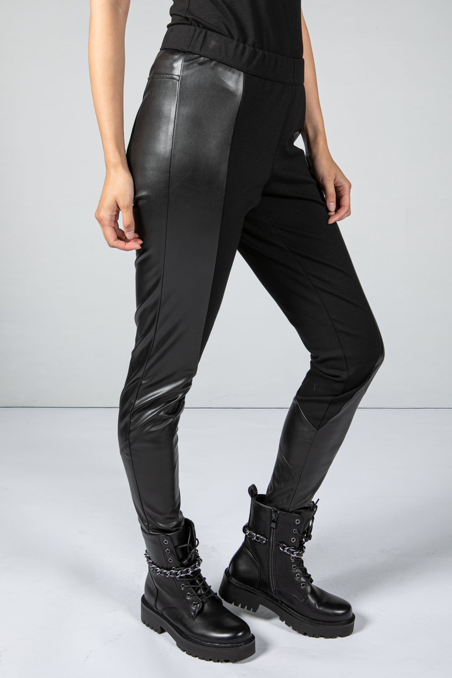 Faux Leather Panel Leggings