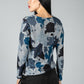 Blue and Grey Mix Abstract Print Top