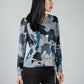 Blue and Grey Mix Abstract Print Top