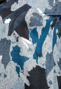 Blue and Grey Mix Abstract Print Top