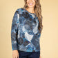 Abstract Circle Print Top in Deep Blue