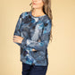 Abstract Circle Print Top in Deep Blue