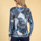 Abstract Circle Print Top in Deep Blue