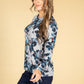 Deep Navy Rose Print Top