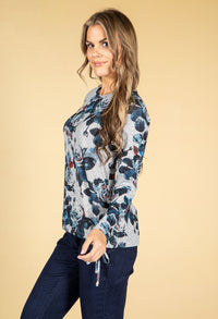 Deep Navy Rose Print Top