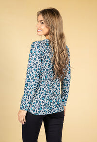 Teal Leopard Print Top