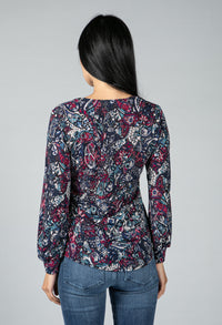 Paisley Print Top with Necklace Detail