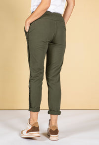 Khaki Silk Feel Stripe Joggers