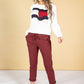 Maroon Silk Feel Stripe Joggers