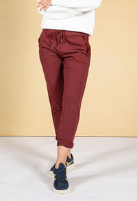 Maroon Silk Feel Stripe Joggers