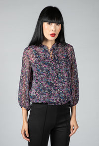 Fuchsia Paisley Blossom Print Top