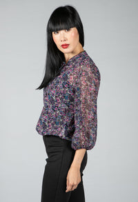 Fuchsia Paisley Blossom Print Top