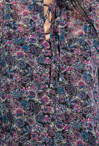 Fuchsia Paisley Blossom Print Top