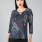 Abstract Peacock Print Top