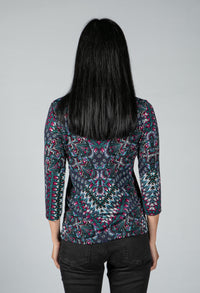 Abstract Peacock Print Top