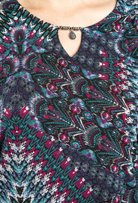 Abstract Peacock Print Top