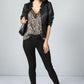 Inverted Lapel Vintage Faux Leather Jacket