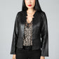 Inverted Lapel Vintage Faux Leather Jacket