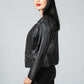 Inverted Lapel Vintage Faux Leather Jacket