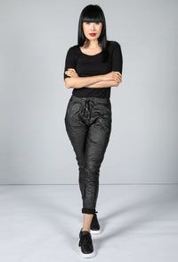 Faux Leather Crinkle Joggers