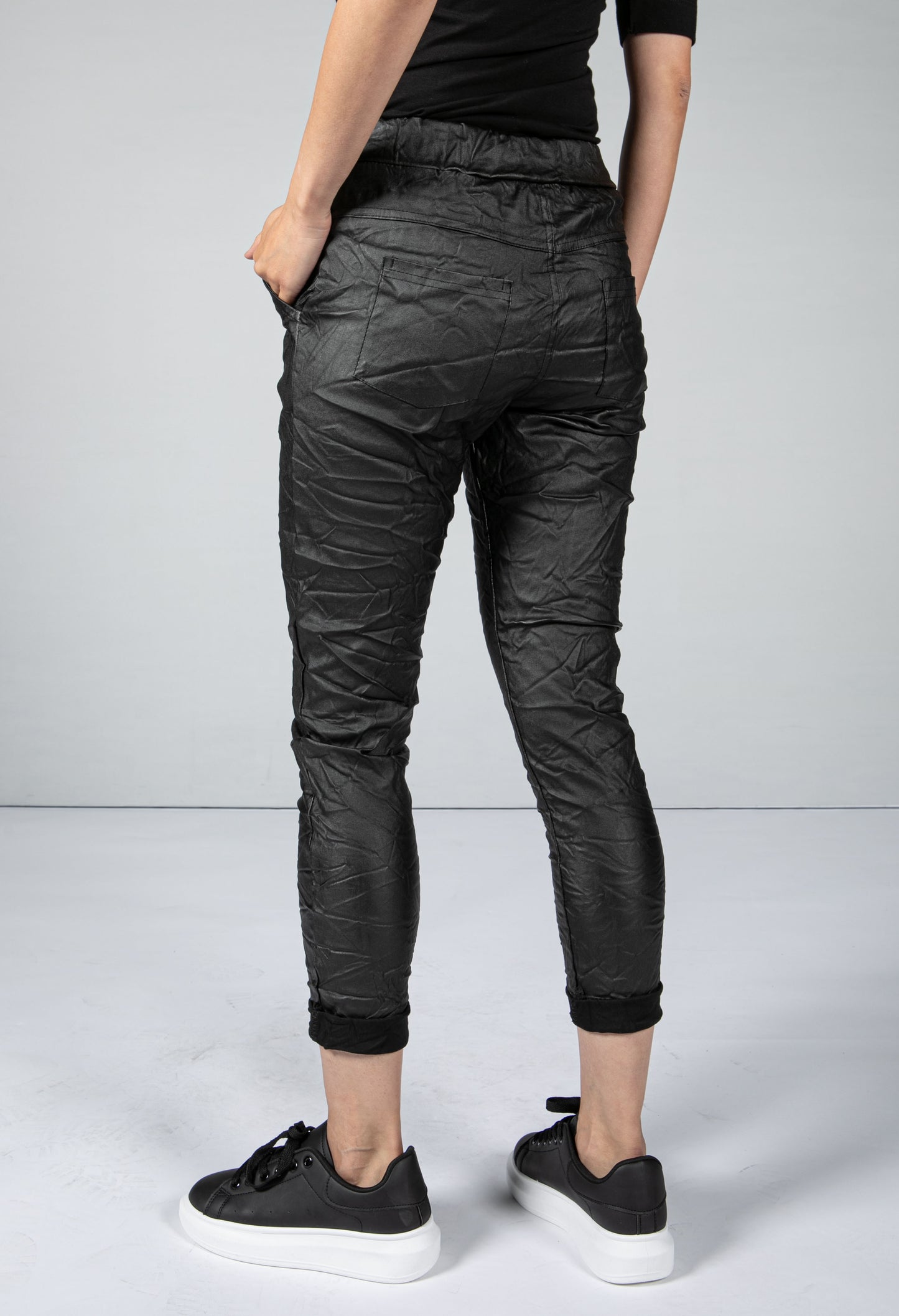 Faux Leather Crinkle Joggers