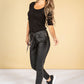 Leatherette Joggers in Black