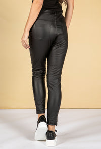 Leatherette Joggers in Black